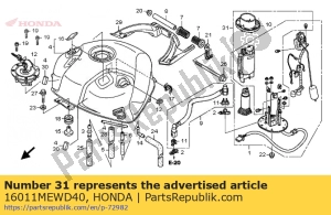 Honda 16011MEWD40 conjunto de filtro, combustible - Lado inferior
