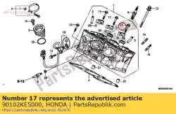 Aqui você pode pedir o parafuso, flange, 6x40 em Honda , com o número da peça 90102KE5000: