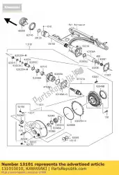 Here you can order the gear-assy,final from Kawasaki, with part number 131010010: