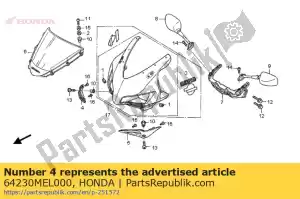 Honda 64230MEL000 cubierta, r. toma de aire - Lado inferior