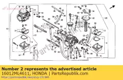 Here you can order the no description available from Honda, with part number 16012ML4611: