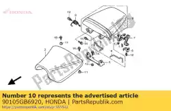 Aqui você pode pedir o parafuso, caixa do interruptor em Honda , com o número da peça 90105GB6920: