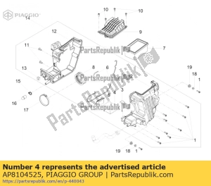 aprilia AP8104525 soufflage du filtre - Face supérieure