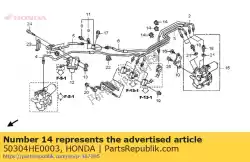 Ici, vous pouvez commander le clip c, tuyau de frein auprès de Honda , avec le numéro de pièce 50304HE0003: