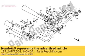 Honda 18310MCRD01 comp. silencioso, fr. - Lado inferior