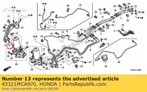 Honda 43321MCA970 tubo secundário g, freio - Lado inferior