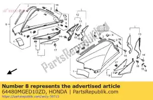 honda 64480MGED10ZD cover assy., l. tanque de combustível * nh463m * (nh463m escuro metálico preto) - Lado inferior