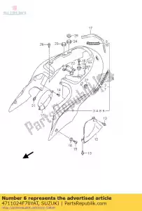 Suzuki 4711024F70YAT cover comp, fram - Onderkant