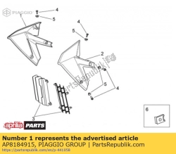 Aprilia AP8184915, Radiateurkap rechts, OEM: Aprilia AP8184915