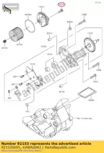 Kawasaki 921530695 bolt,6x16 - Bottom side