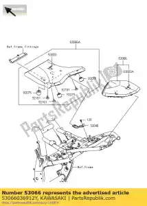 kawasaki 53066036912Y stoel, rr, leer blk + band zr800 - Onderkant