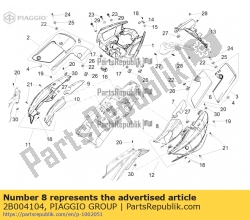 Aprilia 2B004104, Przednia lewa os?ona termiczna, OEM: Aprilia 2B004104