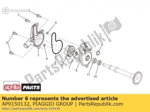 aprilia AP9150132 impulsor da bomba de água cpl. - Lado superior