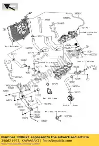 kawasaki 390621493 tuyau, refroidissement, res. zx750-j1 - La partie au fond