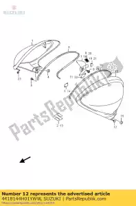 Suzuki 4418144H01YWW deksel, tank, l. - Onderkant