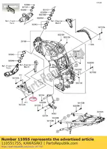 Kawasaki 110551755 suporte, subestrutura, lh - Lado inferior