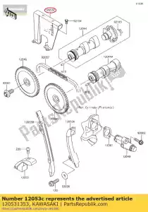 Kawasaki 120531353 cadena de guía, upp - Lado inferior