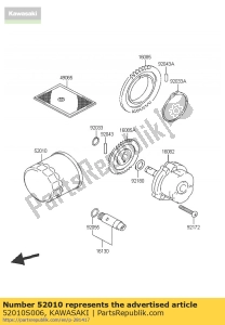 Kawasaki 52010S006 element-oil filter - Bottom side