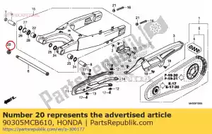 honda 90305MCB610 écrou, u, 16mm - La partie au fond