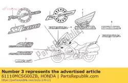 Here you can order the mark, fr. Fender *type2* from Honda, with part number 61110MCSG00ZB: