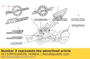 Honda 61110MCSG00ZB mark, fr. fender *type2* - Bottom side