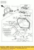 14091092017K, Kawasaki, cubierta, bolsa lateral, rh, m. negro kawasaki gtr  a 1400gtr 1400 , Nuevo