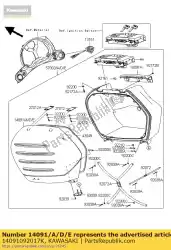 Aquí puede pedir cubierta, bolsa lateral, rh, m. Negro de Kawasaki , con el número de pieza 14091092017K: