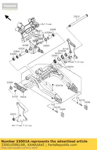 kawasaki 33001058618R arm-comp-swing,f.s.black ex650 - Bottom side