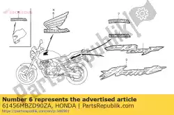 Here you can order the mark, honda (###) *type1* from Honda, with part number 61456MBZD90ZA: