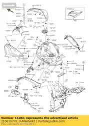 Qui puoi ordinare guarnizione, indicatore livello carburante da Kawasaki , con numero parte 110610797: