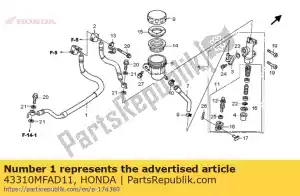 honda 43310MFAD11 mangueira comp. a, rr. freio - Lado inferior