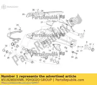 85182800XNB, Piaggio Group, Zwenkarm. zwart aprilia mana na zd4rc000, zd4rca00, zd4rc001, zd4rcc00 zd4rcb00, zd4rcc01, zd4rce00 850 2007 2008 2009 2010 2011 2016, Nieuw