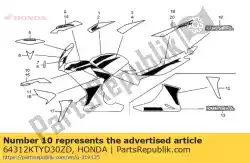 streep b, r. Middelste kap van Honda, met onderdeel nummer 64312KTYD30ZD, bestel je hier online: