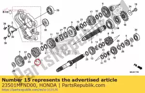 honda 23501MFND00 engranaje, contraeje quinto (28 t) - Lado inferior