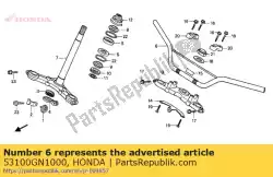 Ici, vous pouvez commander le tuyau, direction han auprès de Honda , avec le numéro de pièce 53100GN1000: