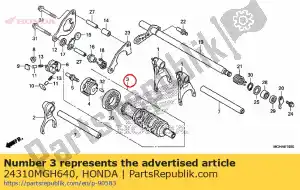 honda 24310MGH640 drum assy., gearshift - Lado inferior