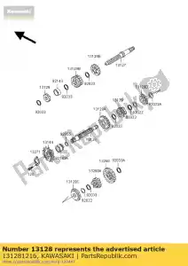 kawasaki 131281216 shaft-transmission ou bn125-a1 - Bottom side