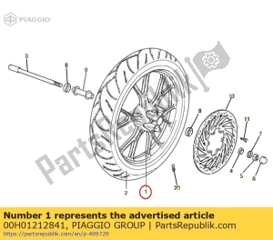 aprilia 00H01212841 front wheel. black - Bottom side