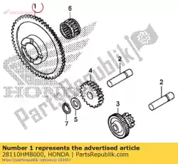 Qui puoi ordinare ingranaggio comp., motorino di avviamento da Honda , con numero parte 28110HM8000: