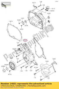 kawasaki 140310119GS generador de tapa, plata klx110c - Lado inferior