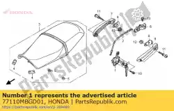 Here you can order the lock assy., seat from Honda, with part number 77110MBGD01: