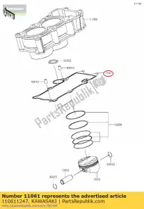 kawasaki 110611247 01 pakking, cilinderbasis: - Onderkant