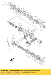 Ici, vous pouvez commander le vitesse, 2ème entraînement auprès de Suzuki , avec le numéro de pièce 2422127A01: