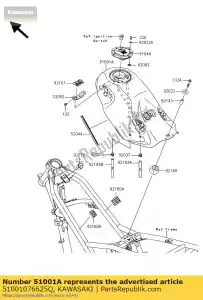 Kawasaki 51001076625Q tank-comp-fuel, f.s. czarny - Dół