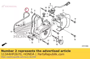 Honda 11344HP2670 rura, odpowietrznik - Dół