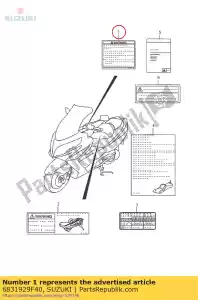 Suzuki 6831929F40 label, algemeen w - Onderkant