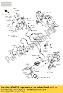 Kawasaki 430950415 hose-brake,fr m/cylinder - Bottom side