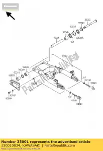 Kawasaki 330010034 arm-comp-swing - Onderkant