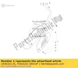 Aqui você pode pedir o silenciador completo com proteção em Piaggio Group , com o número da peça 1A0026135: