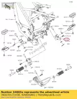 340030131458, Kawasaki, uchwyt stopni, prawy, srebrny klx125 kawasaki  klx 125 150 2013 2015 2016 2017 2018 2019 2021, Nowy